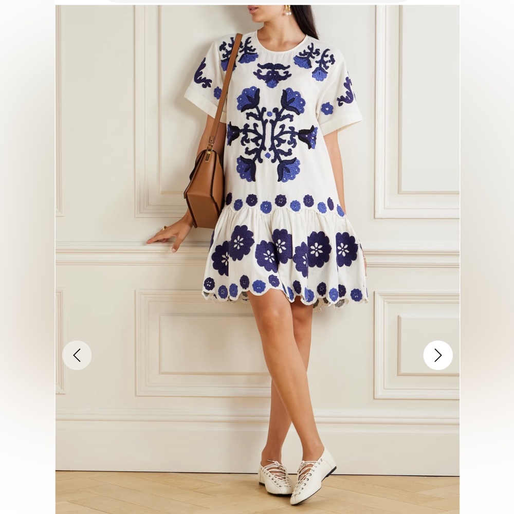 NWT SEA NY Catrine Applique Blue and White Dress Size XL - Picture 2 of 12